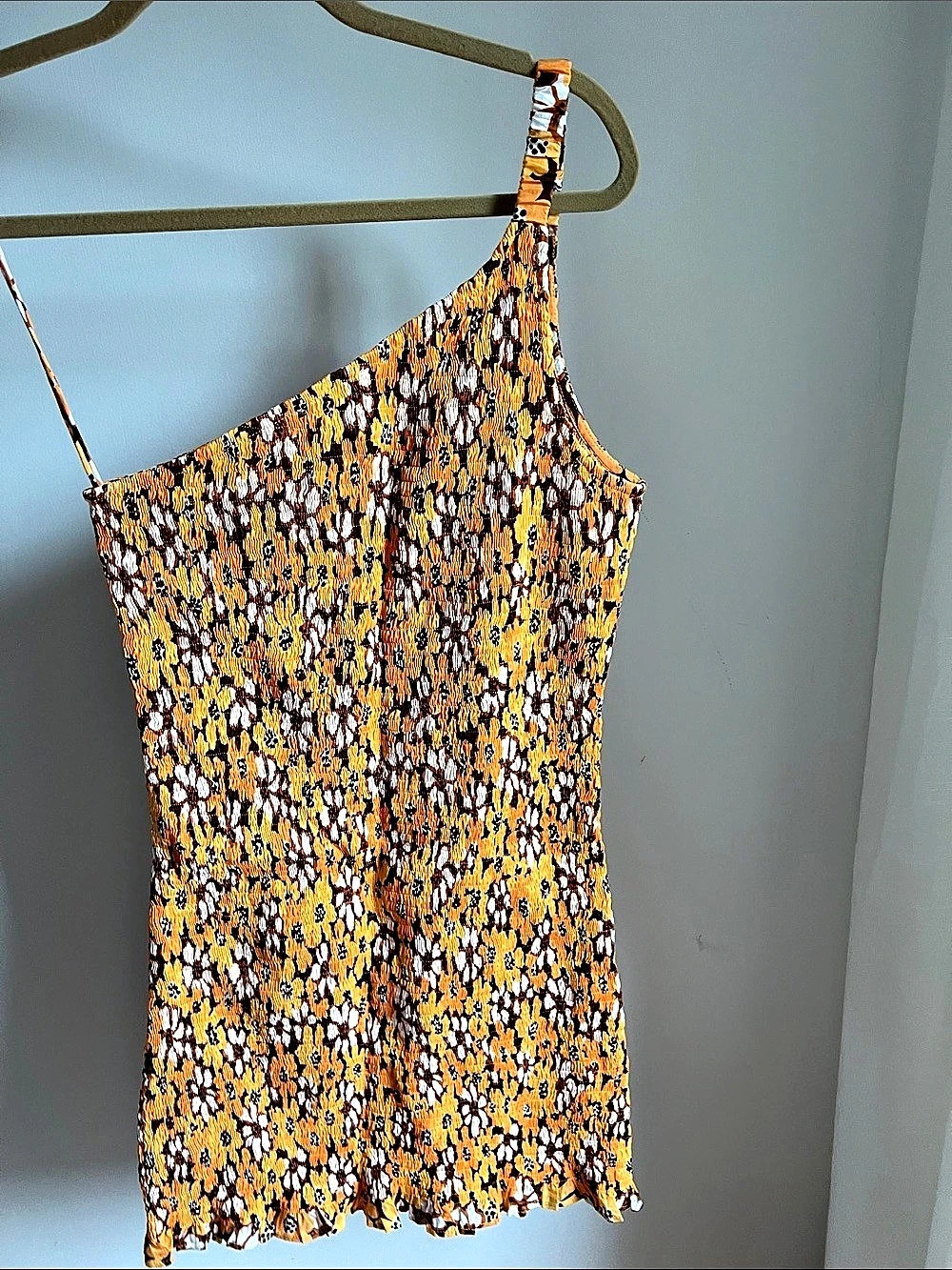 Faithfull the Brand Floral Mini Dress Orange & White Large